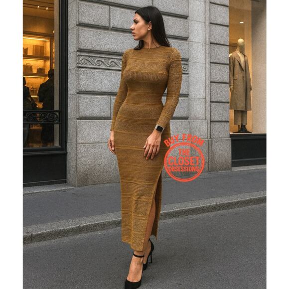 MANGO Long Knit Openwork Maxi Dress 🤎✨ NWT - Picture 4 of 16